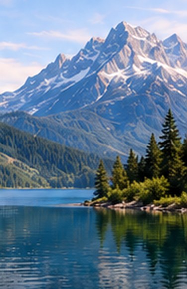 Mountain lake at sunrise